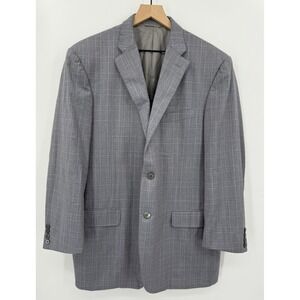 Canali Sport Coat Men 46L Gray Plaid Blazer Jacket Made In Italy Two Button Read